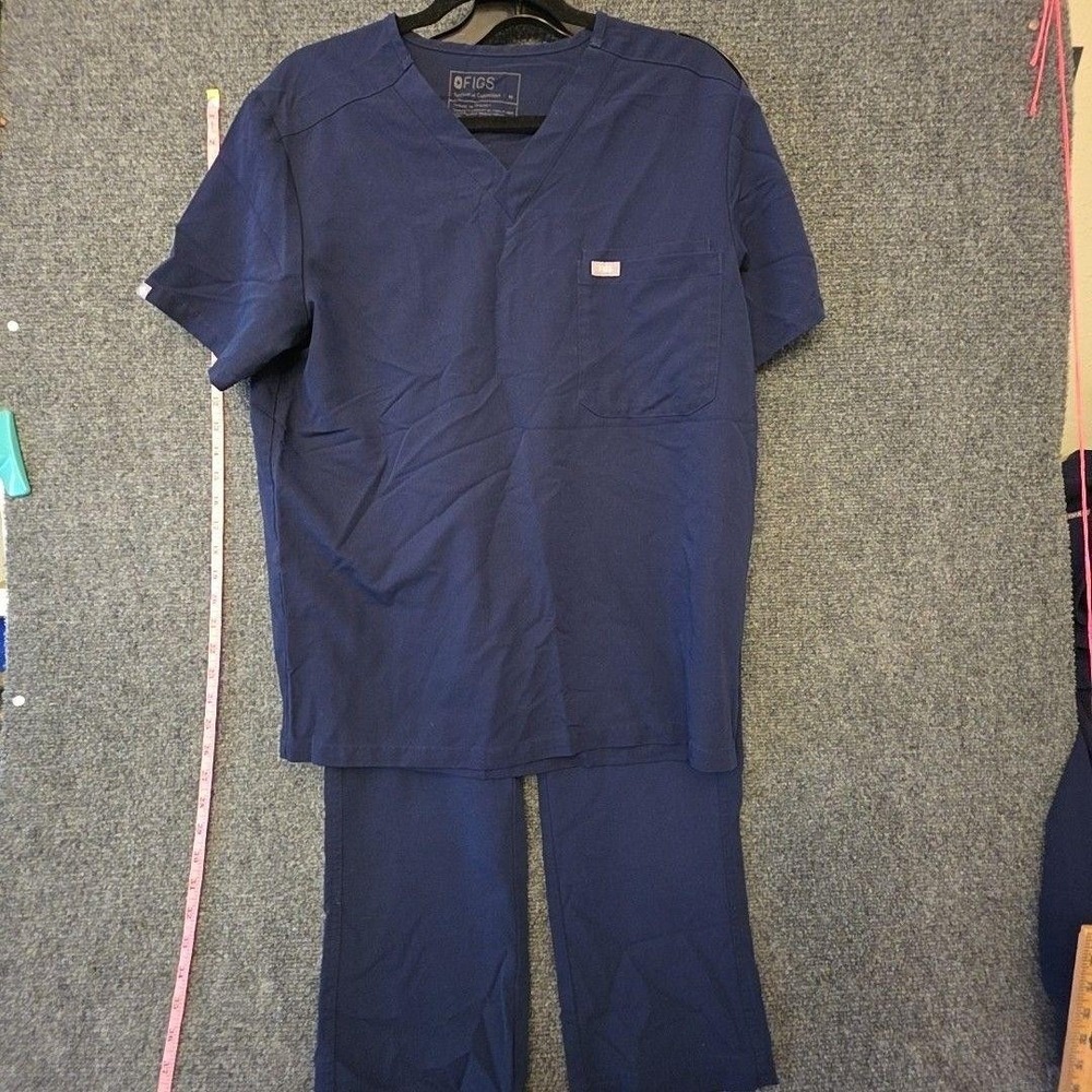 FIGS Scrub Top Pants Set Mens M Blue Leon Cairo Technical Collection Nurse